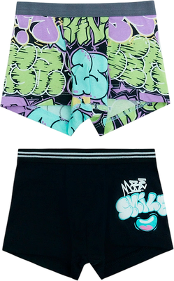 Комплект трусов детских Mark Formelle 413345-2 (р.104/110-56-51, черный/цветные граффити)
