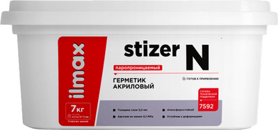 Герметик акриловый ilmax Стиз N паропроницаемый наружный (7кг, белый)