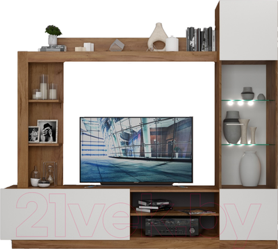 Стенка Империал Флекс (дуб крафт золотой/белый)