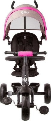 Трехколесный велосипед с ручкой QPlay Star1GV (серо-розовый)