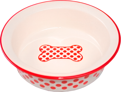 Миска для животных №1 Косточка / МКР452 (150мл, красный горох)