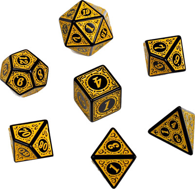 Набор кубиков для настольной игры Время игры Дайсы для ДнД / 9889054 (7шт, желтый)