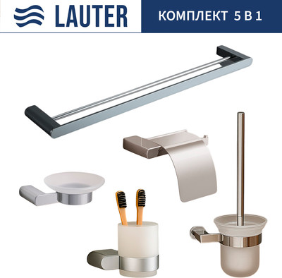 Набор аксессуаров для ванной и туалета Lauter 21SH1061 + 21SH1051 + 21SH110А1 + 21SH7021 + 21SH1111 (Chrome, 5 предметов)