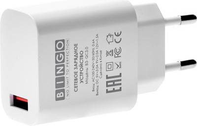 Адаптер питания сетевой Bingo B3-QC3.0, 3А (белый)