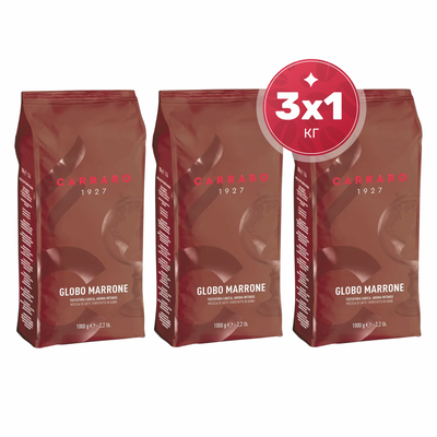 Кофе в зернах Carraro Globo Marrone 30% арабика, 70% робуста (3x1кг)