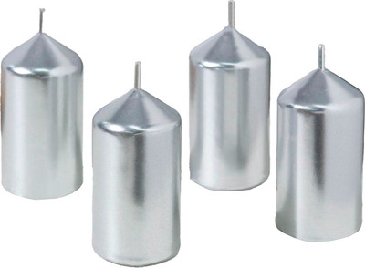 Набор свечей Дарим Красиво Столбик / 2383823 (4шт, серебристый)