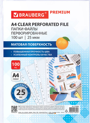 Набор файлов Brauberg Premium / 273000 (100шт)