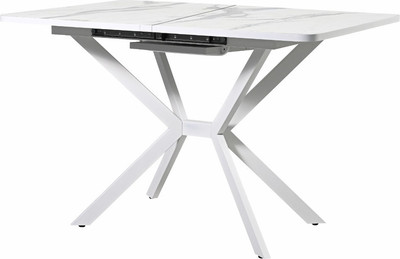 Обеденный стол Мир стульев Саен 28 110x75/30 (мрамор белый/белый муар)