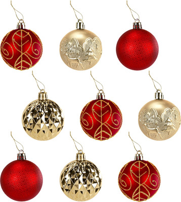 Набор шаров новогодних Золотая сказка 592451 (9шт, золотой/красный)