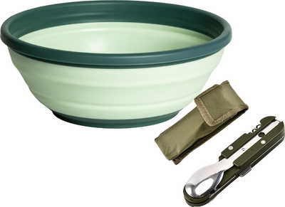 Складная миска Berossi Compact ИК 22262000 (чайное дерево, c набором столовых приборов походных)