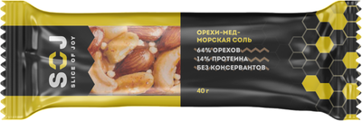 Набор протеиновых батончиков SOJ Ореховый (20x40г, орех/мед/морская соль)