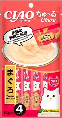 Лакомство для кошек Inaba Чао-Чуру Тунец для костей и суставов (4x14г)