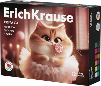 Гуашь Erich Krause Prima Cat / 65193 (12цв)