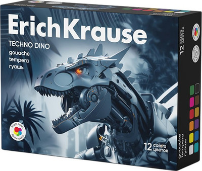 Гуашь Erich Krause Techno Dino / 65195 (12цв)