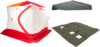Палатка Медведь Екатеринбург Куб-4 зимняя с полом Оксфорд 210 и накидкой