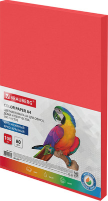 Бумага Brauberg А4 80г/м2 / 116562 (100л, ярко-красный)