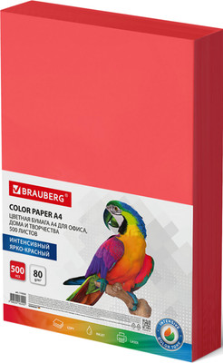Бумага Brauberg А4 80г/м2 / 116563 (500л, ярко-красный)