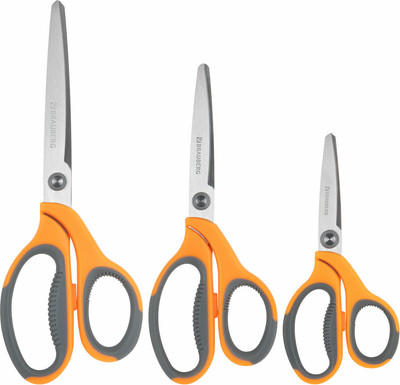 Набор ножниц канцелярских Brauberg Professional / 272981 (3шт, серый/оранжевый)