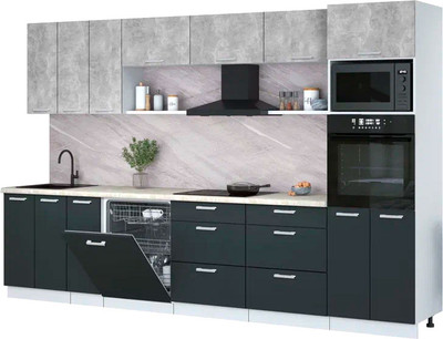 Кухонный гарнитур Interline Мила Лайт 3.3-ПМ1-2  (бетон/антрацит/опал светлый)