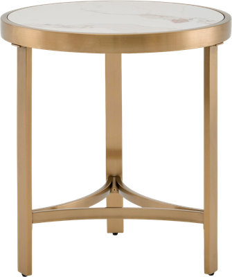 Журнальный столик Stool Group Адриана 50x50 / EET-223-BRCG-BDFL (светлая керамика/сталь шампань)