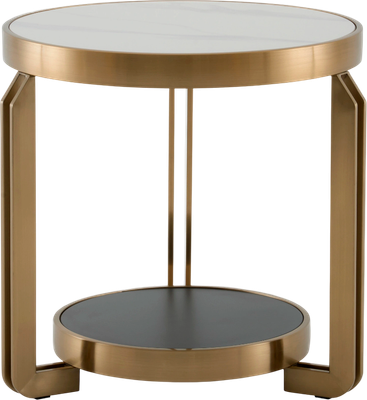 Журнальный столик Stool Group Калисто 55x55 / EET-316-BRCG (светлая и темная керамика/сталь шампань)
