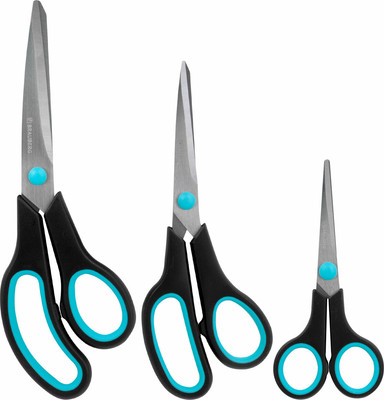 Набор ножниц канцелярских Brauberg 238411 (3шт, черный/бирюзовый)