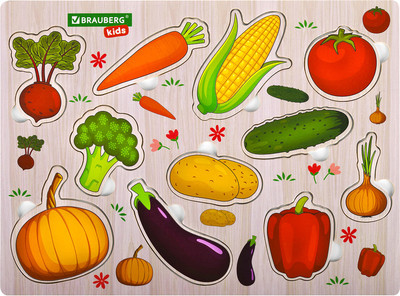 Сортер Brauberg Kids. Рамка-вкладыш. Овощи / 665255