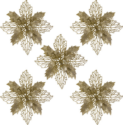 Набор елочных игрушек Золотая сказка Цветок с клипсой / 592603 (5шт, золото)