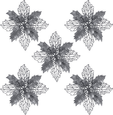 Набор елочных игрушек Золотая сказка Цветок с клипсой / 592604 (5шт, серебристый)