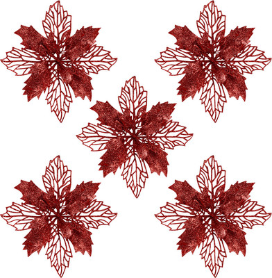 Набор елочных игрушек Золотая сказка Цветок с клипсой / 592605 (5шт, красный)