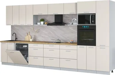 Кухонный гарнитур Интерлиния Мила Лайт 4.0-ПМ1  (персидский жемчуг/персидский жемчуг/дуб бунратти)