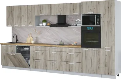 Кухонный гарнитур Интерлиния Мила Лайт 4.0-ПМ1 (дуб серый/дуб серый/дуб бунратти)