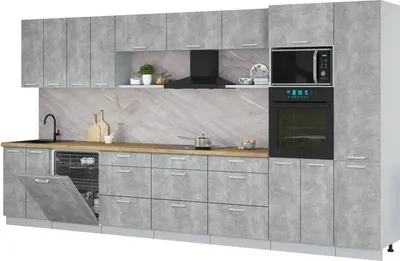 Кухонный гарнитур Интерлиния Мила Лайт 4.0-ПМ1  (бетон/бетон/дуб бунратти)