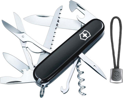 Нож швейцарский Victorinox Huntsman 1.3713.3 с темляком 4.1824 (черный)