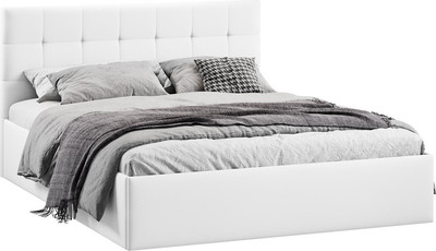 Полуторная кровать ТриЯ Джоли универсальная с ПМ Тип 1 140x200 и заглушиной  (экокожа Polo white)
