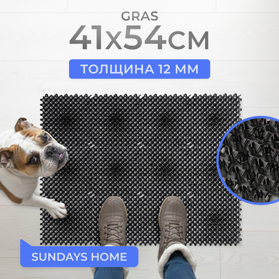 Коврик грязезащитный Sundays Home Gras 41x54см / 93700 (черный)
