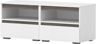 Тумба Кортекс-мебель Бари 120 2ш-2 под ТВ (белый/белый/орех элия)