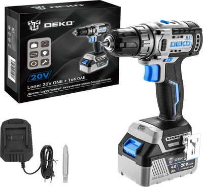 Аккумуляторная дрель-шуруповерт Deko Loner 20V ONE+ / 085-1004