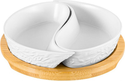 Тарелка столовая обеденная Elan Gallery Инь-Янь веточки-цветочки / 630097