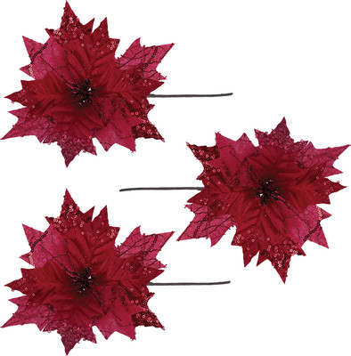 Набор елочных игрушек Золотая сказка Цветок / 592419 (3шт, красный)