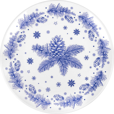 Тарелка столовая обеденная Золотая сказка Еловые ветки / 592548