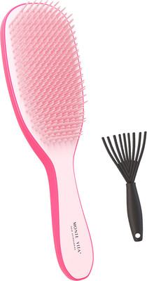 Расческа-массажер Monte Vita 23x6.5см + щетка для чистки / 457428 (розовый)