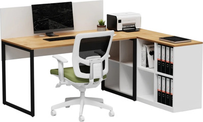 Письменный стол Crafto Тор Хлоя с тумбой 02 178x140x75 (белый/черный/дуб)