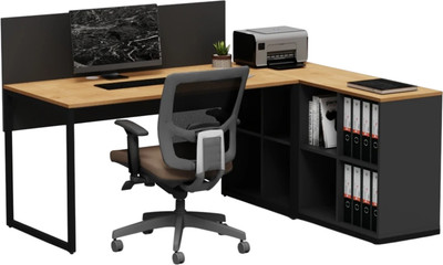 Письменный стол Crafto Тор Хлоя с тумбой 03 178x140x75 (графит/дуб)