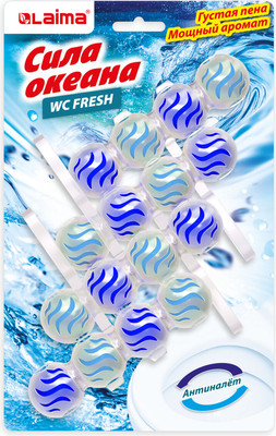 Чистящее средство для унитаза Laima Шарики освежитель. Сила океана 3 в 1 / 608996