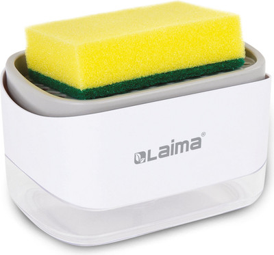 Дозатор моющего средства с подставкой для губки Laima 700041 (белый)