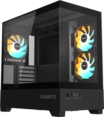 Корпус для компьютера Gigabyte C201 Panoramic GB-C201P (черный, без БП)
