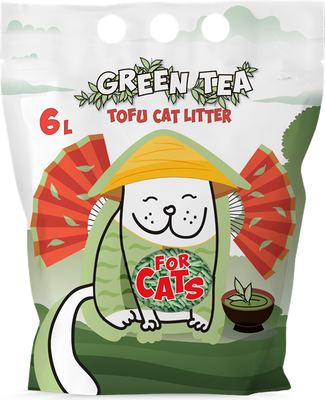 Наполнитель для туалета For Cats Green tea комкующийся / TUZ941 (6л, зеленый чай)