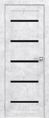 Дверь межкомнатная Юни Амати 01М 80x200 (бетон снежный/стекло черное)
