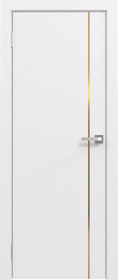 Дверь межкомнатная Юни Эмаль Line 1 80x200 (белый/золотистый)